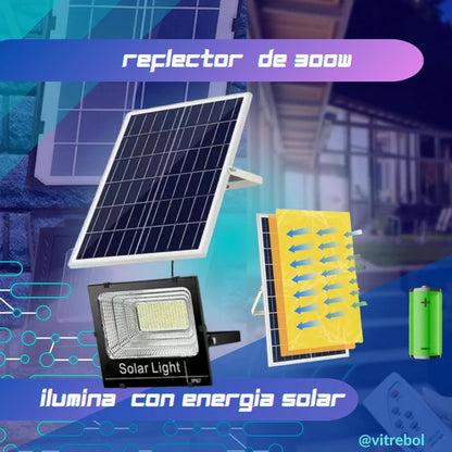 REFLECTOR DE 300 W CON PANEL SOLAR INDEPENDIENTE